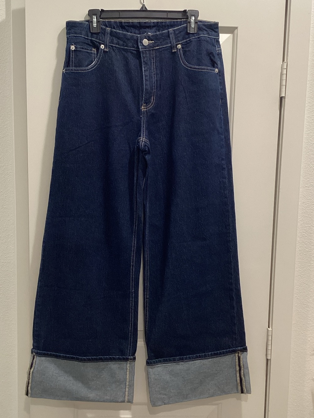 Windsor Men's Bootcut Jeans in Dark Blue with Cuffed Hem